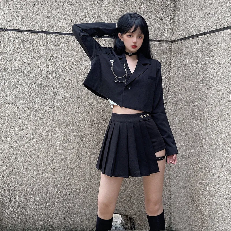 Short Suit Top   Casual Skirt Two-piece Set UB98471