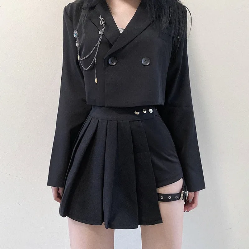 Short Suit Top   Casual Skirt Two-piece Set UB98471