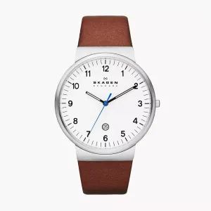 SKAGEN ANCHER MEN'S LEATHER WATCH