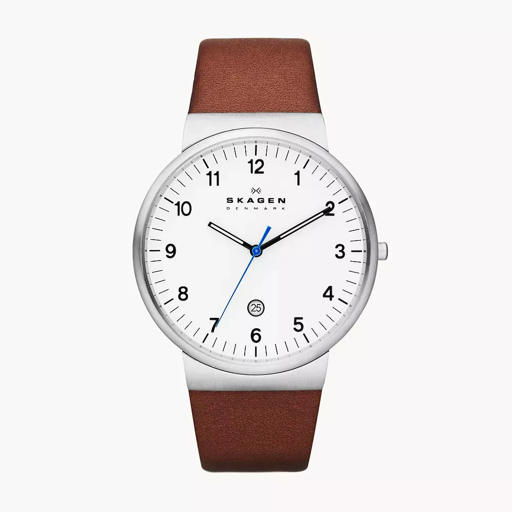 SKAGEN ANCHER MEN'S LEATHER WATCH