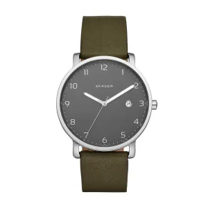 SKAGEN GREEN LEATHER WATCH