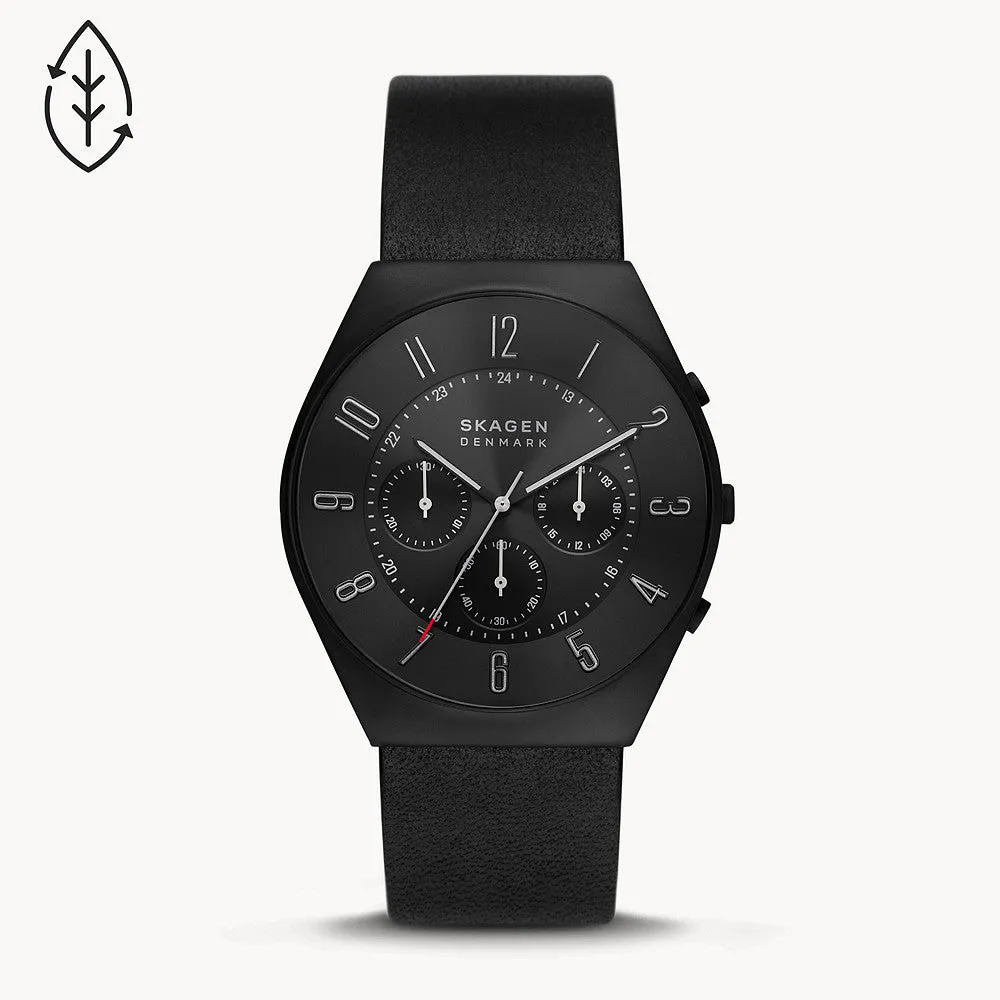 SKAGEN GRENEN CHRONOGRAPH MIDNIGHT LEATHER WATCH