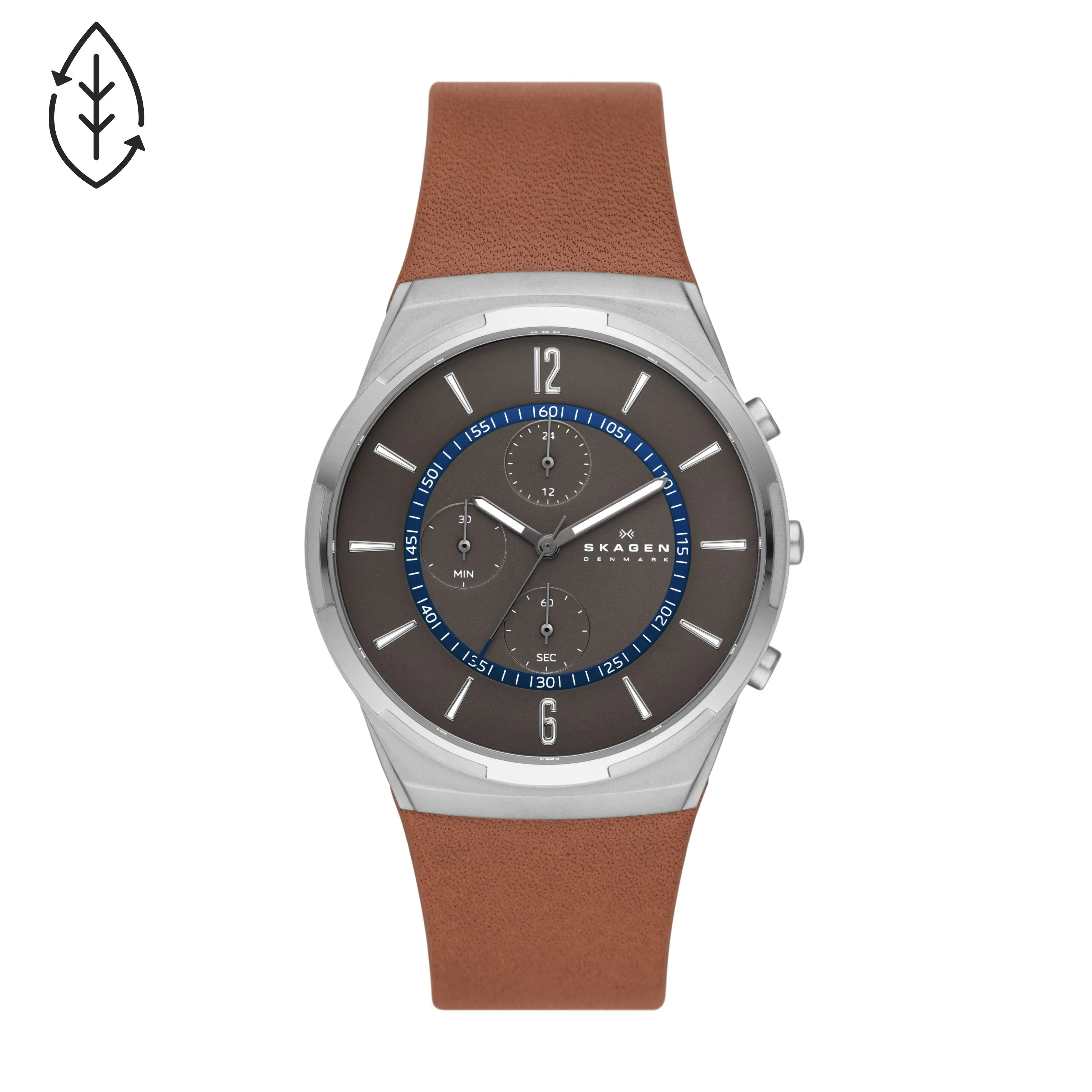 SKAGEN MELBYE CHRONOGRAPH THREE-HAND MEDIUM BROWN LEATHER WATCH