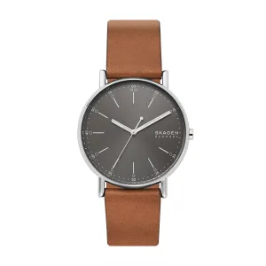 SKAGEN SIGNATUR MEN'S LEATHER WATCH