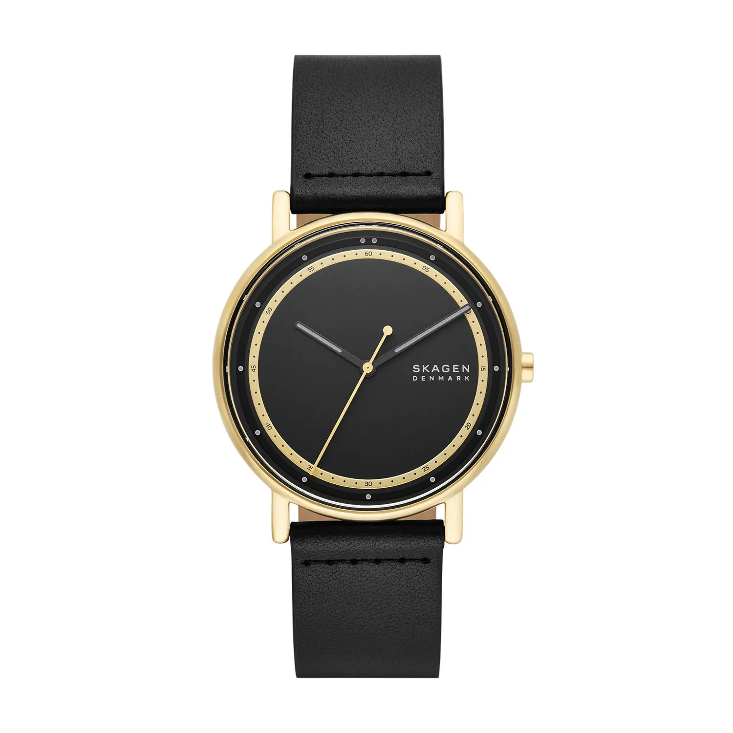 Skagen Signatur Three-Hand Black Leather Watch