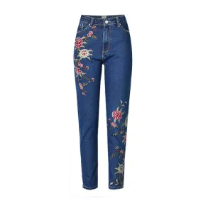 Slim Embroidered Jeans Newest High Waist Pencil Pants Women's Jeans