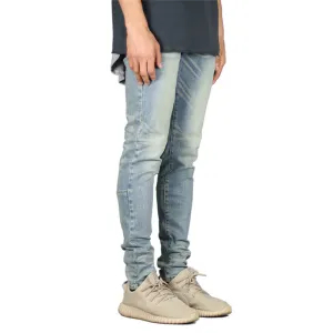 Slim Fit Men's Jeans Washed Mid Waisted Elasticity Straight Pants