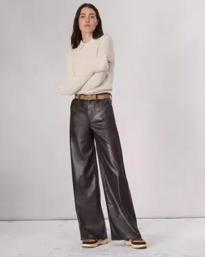 Sofie Faux Leather pant in Dk Brown