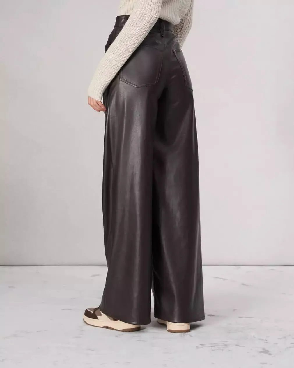Sofie Faux Leather pant in Dk Brown