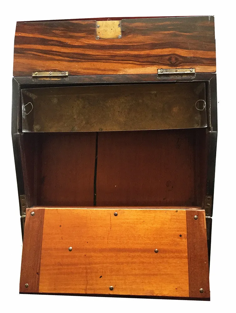 SOLD Antique English Victorian Coromandel and Brass Portable Lap Desk or Slope