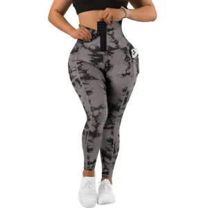 Sports Patchwork Pocket Tie-dye Leggings