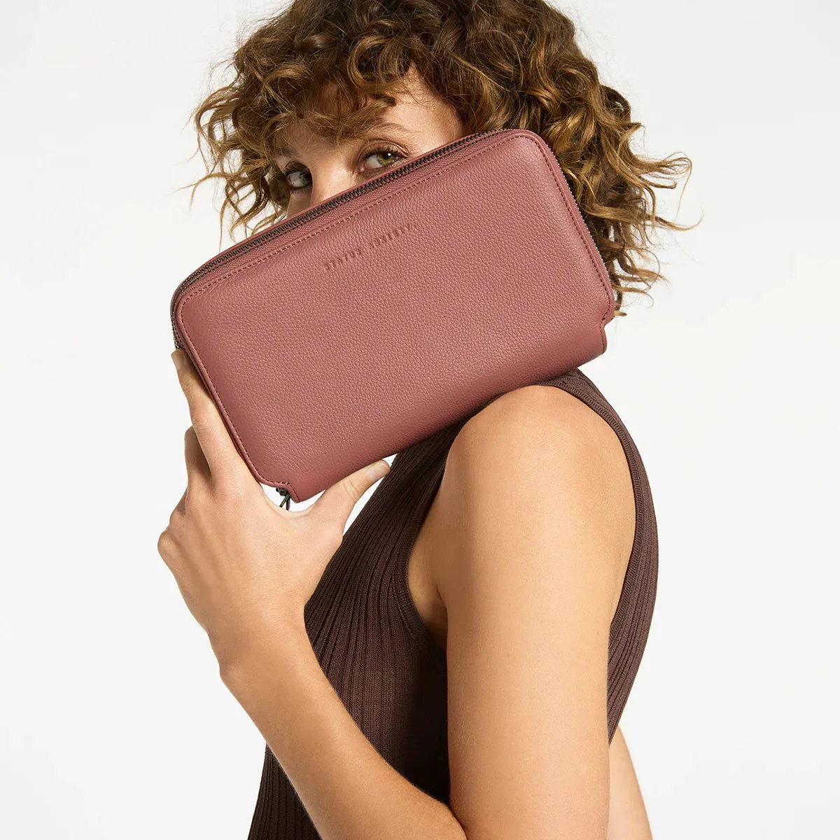 Status Anxiety Home Soon Leather Tech Case - Dusty Rose