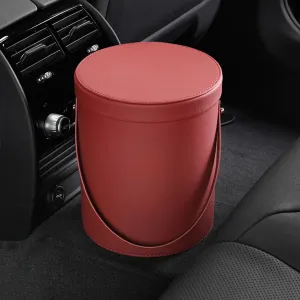 Storage Box Trash Can, Custom Logo For Your Cars, Portable Collapsible Car Trash Can, Leather Waterproof Small Mini Car Garbage Can Waste Basket, Car Accessories PF15989