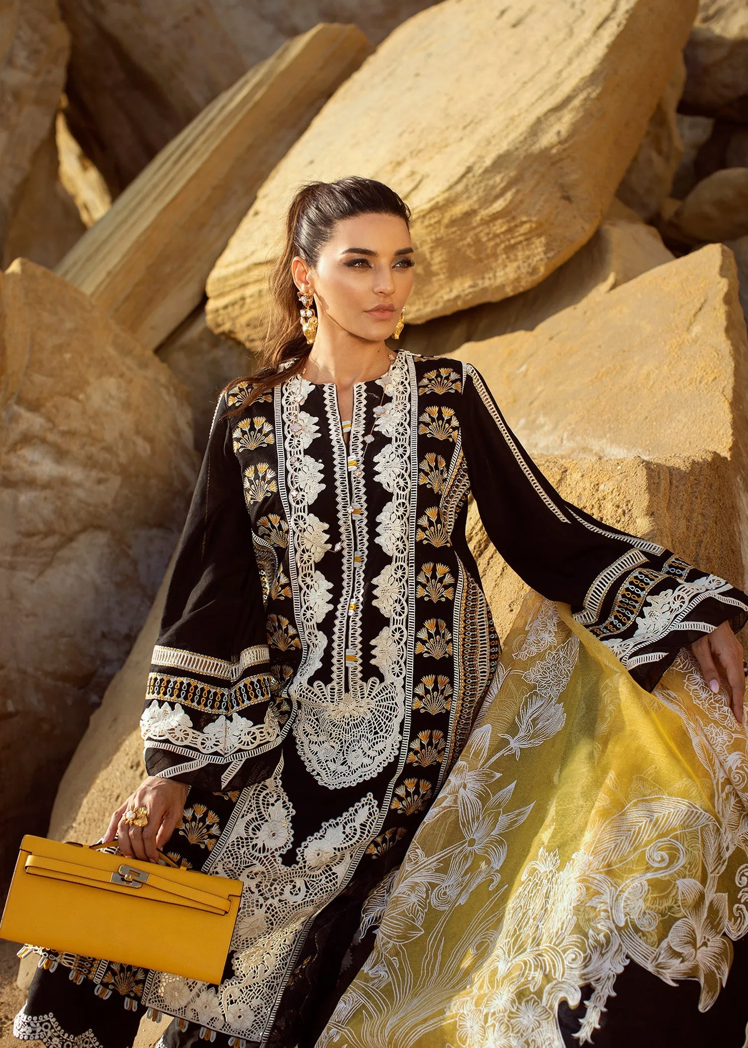 Stories of Santorini - 1B - Onyx | Crimson Serendipity Luxury Lawn Collection 2022