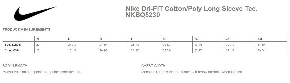Strike Zone Sports Nike Dri fit cotton/poly Long Sleeve Tee