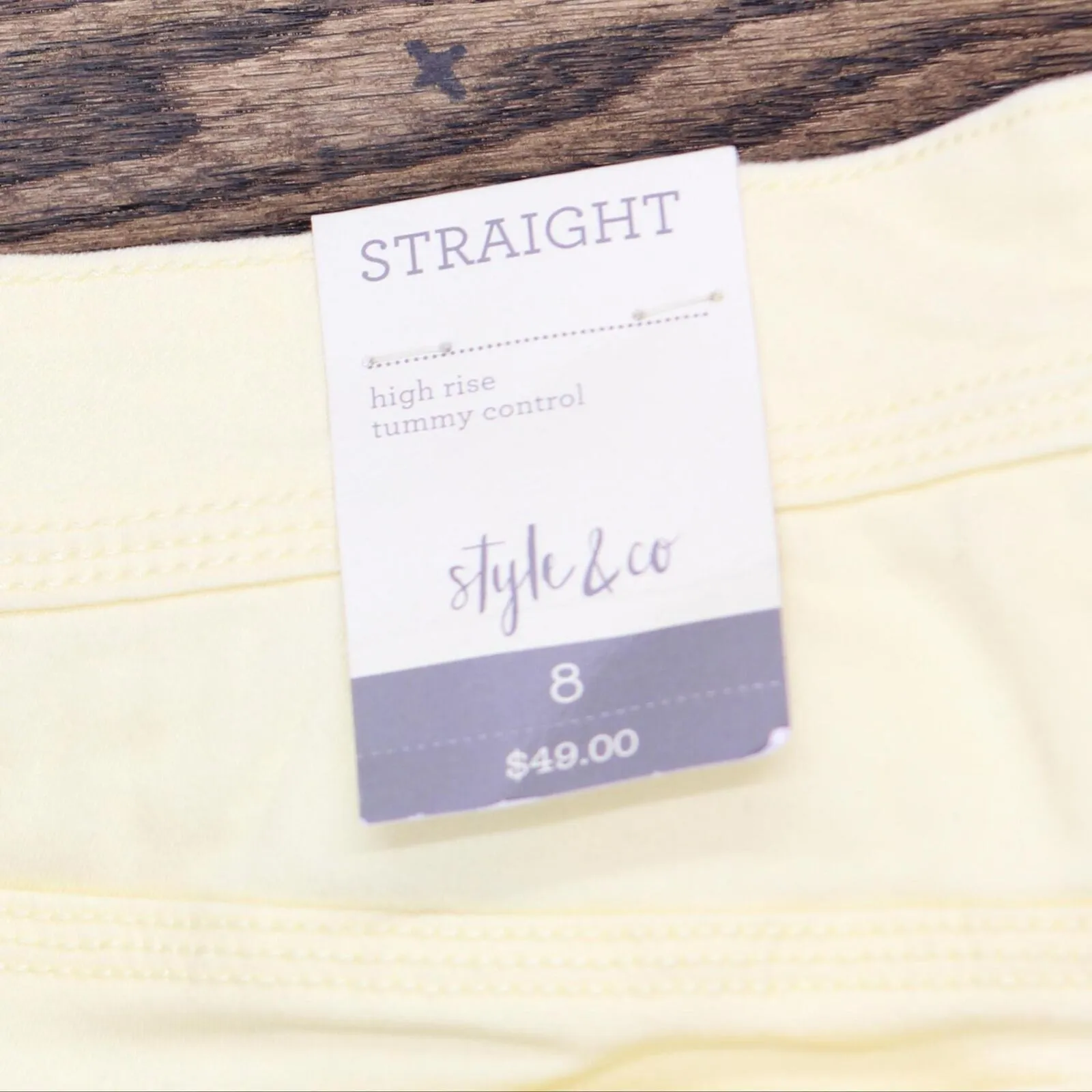 Style & Co Womens Tummy-Control Straight-Leg Fashion Jeans 54719FR819 Yellow 8