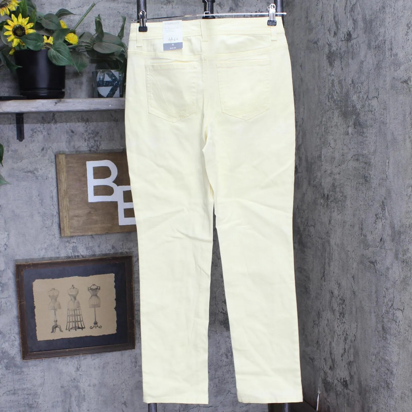 Style & Co Womens Tummy-Control Straight-Leg Fashion Jeans 54719FR819 Yellow 8