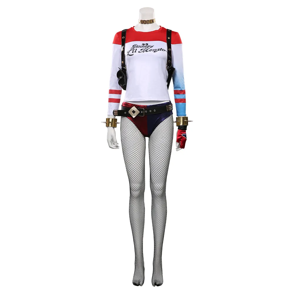 Suicide Squad Halloween Carnival Suit Harleen Quinzel Cosplay Costume T-shirt Pants Outfits