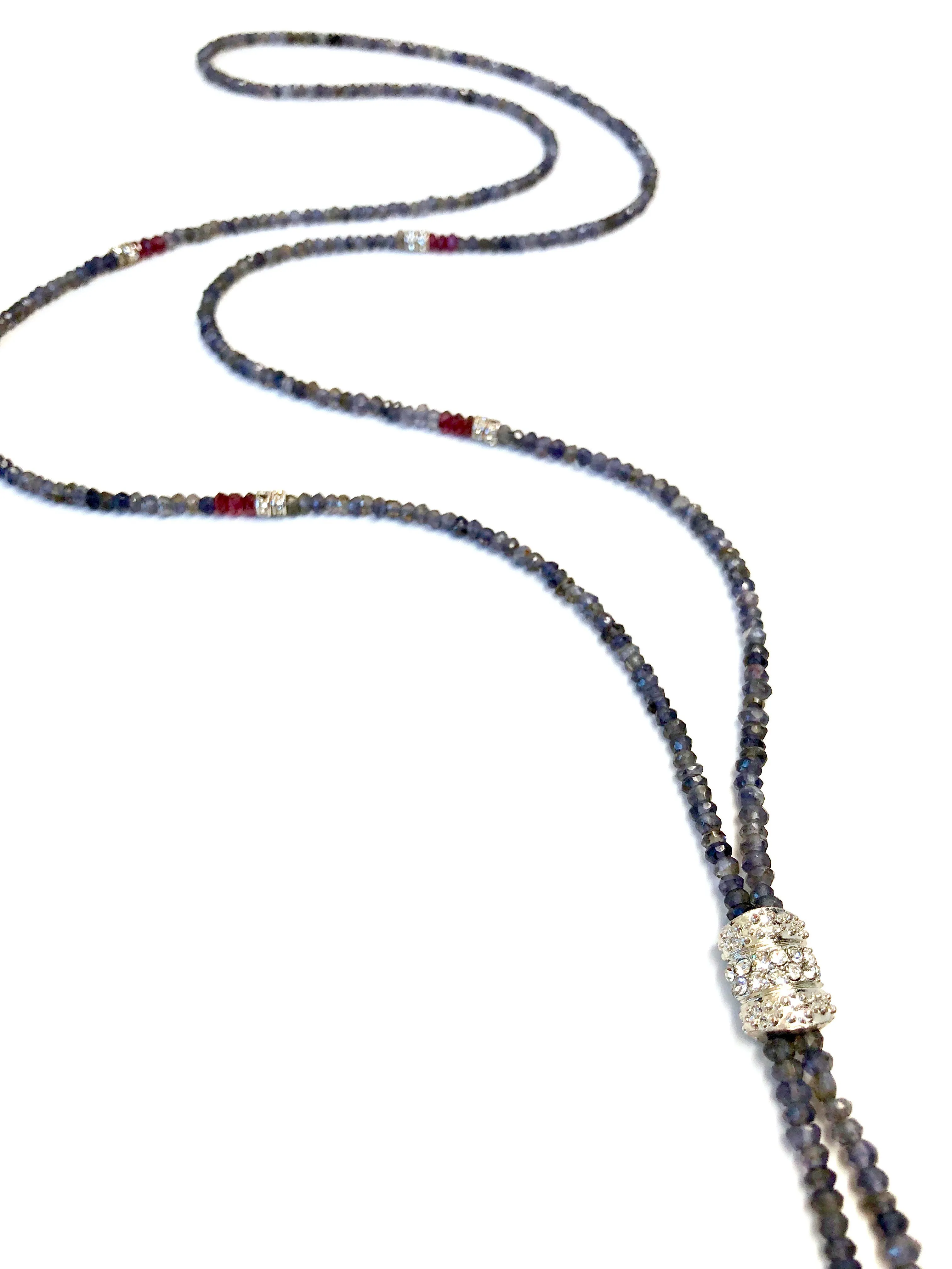Susan Short Blue Iolite and Garnet Necklace