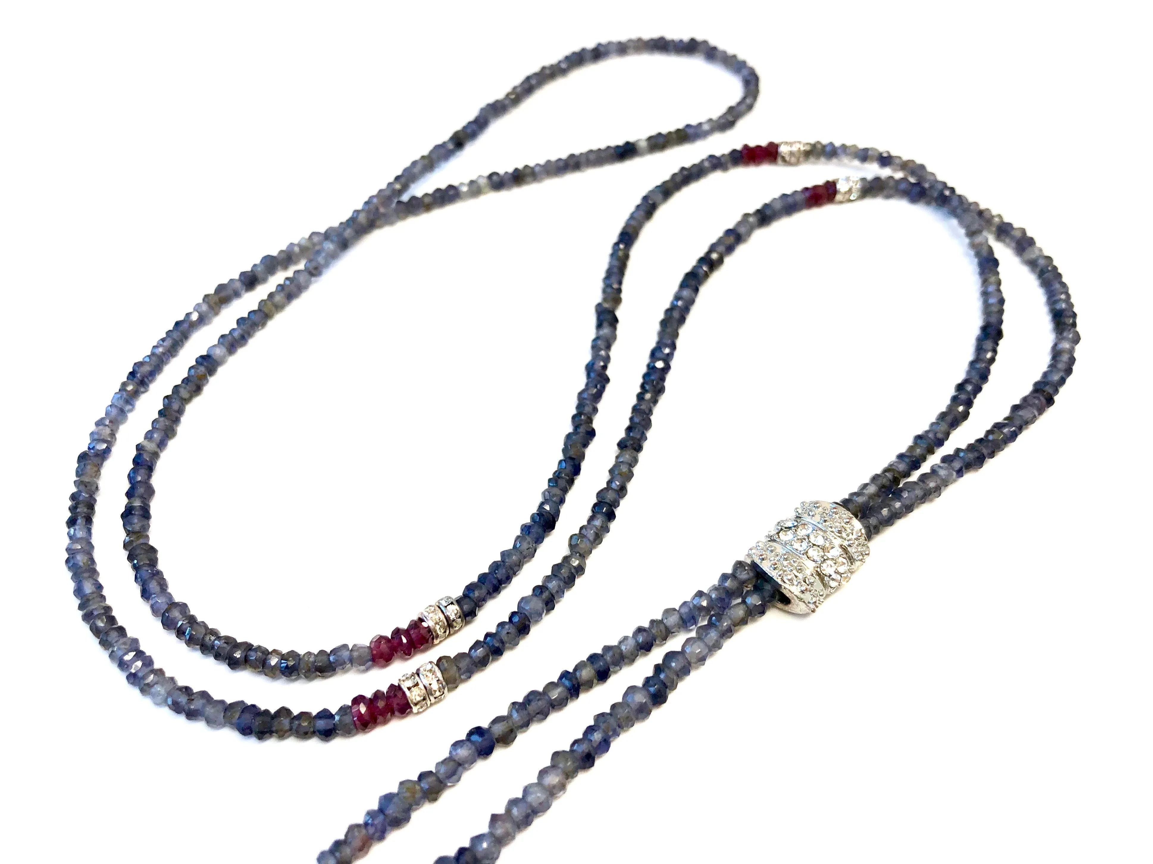 Susan Short Blue Iolite and Garnet Necklace