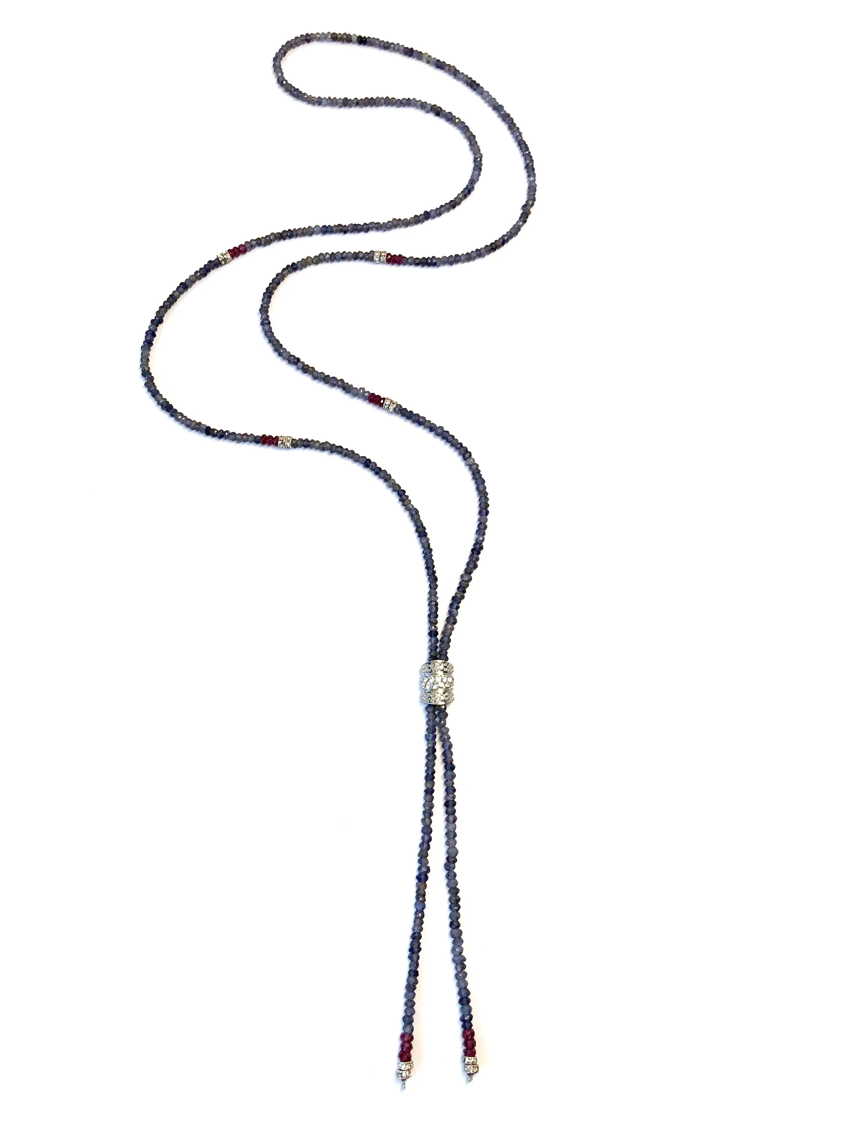 Susan Short Blue Iolite and Garnet Necklace