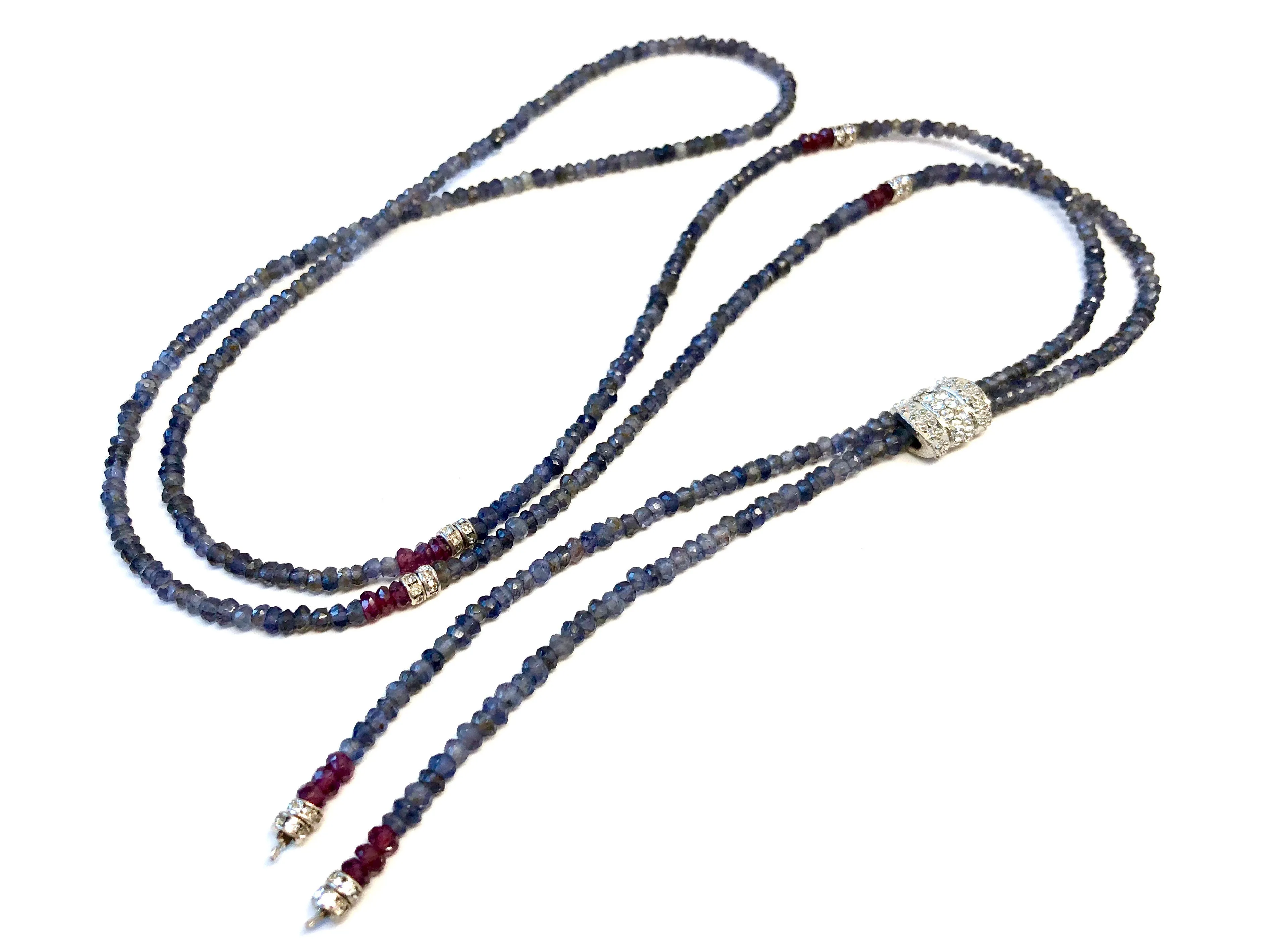 Susan Short Blue Iolite and Garnet Necklace