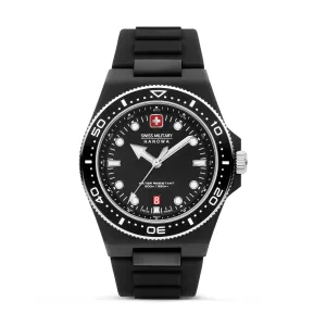 Swiss Military By Hanova Men's Stainless Steel Case Leather BLACK Dial Watch