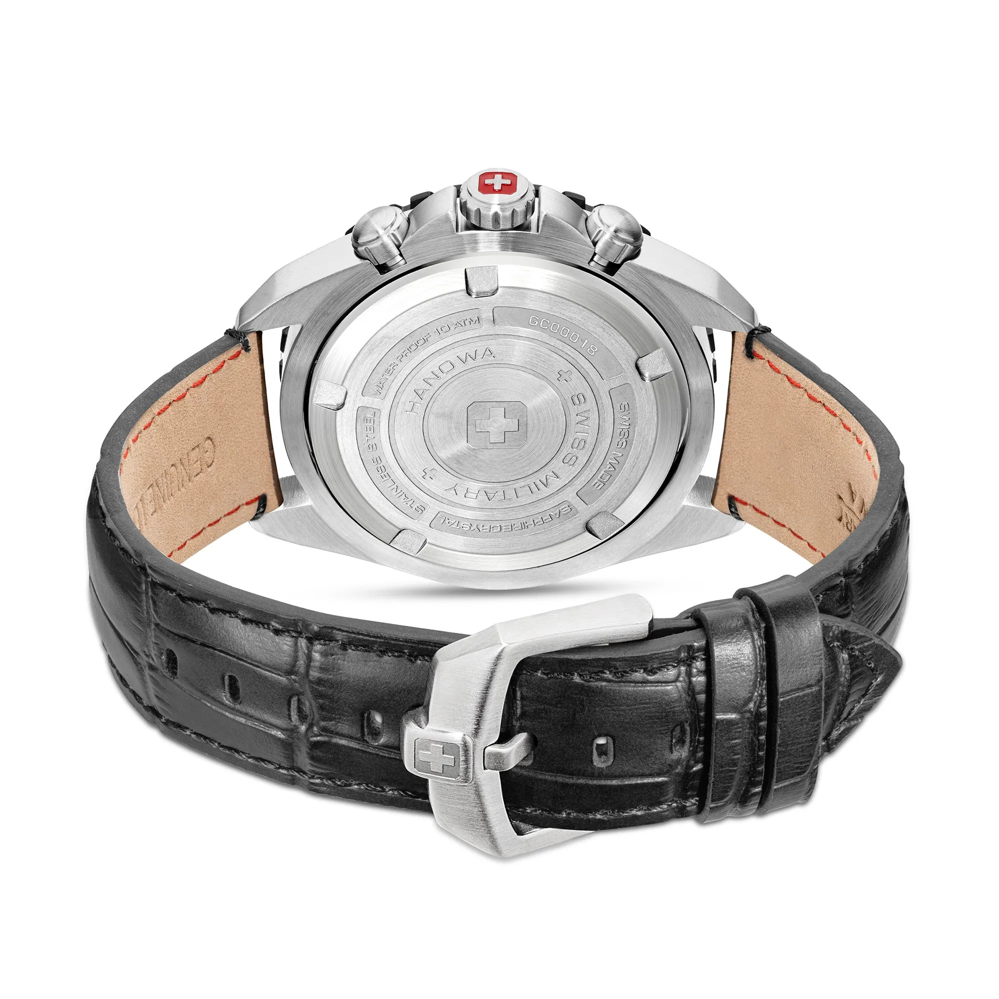Swiss Military By Hanova Men's Stainless Steel Case Leather GREY Dial Watch