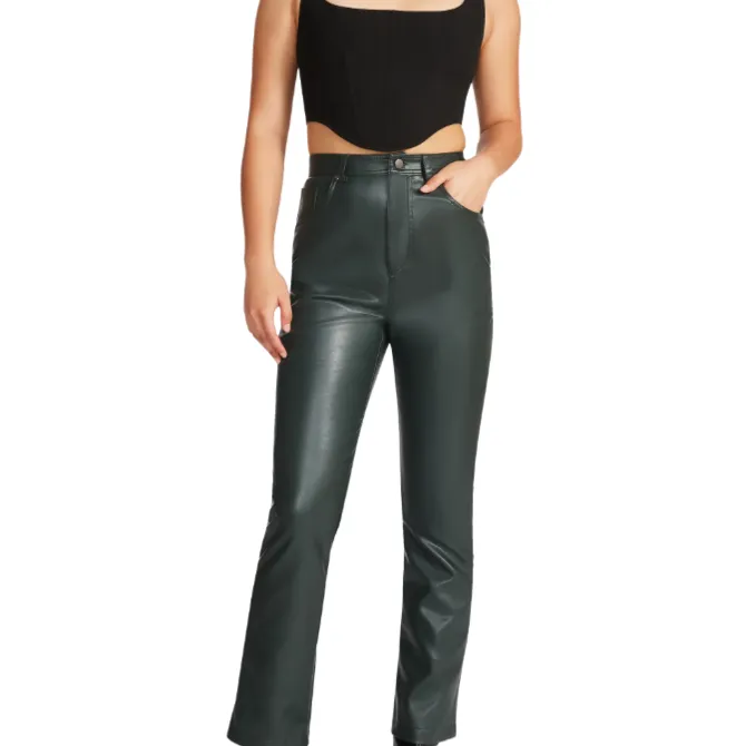 The Josie Vegan Leather Pant - Hunter Green