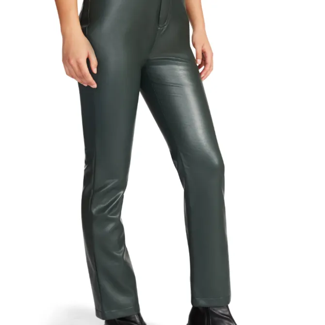 The Josie Vegan Leather Pant - Hunter Green