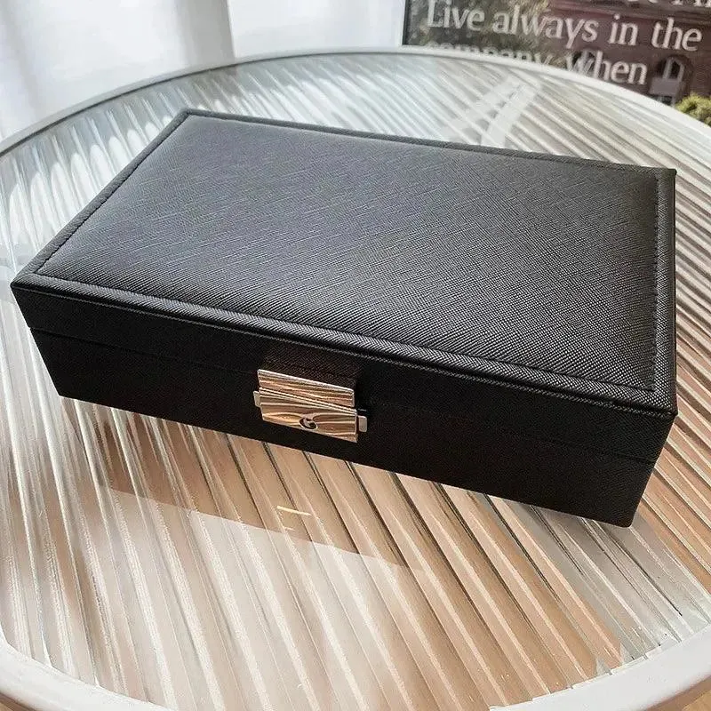 Travel Portable Jewelry Box with Lock Earrings Necklace Dustproof Storage Packaging European Style Large Capacity Display Boxes