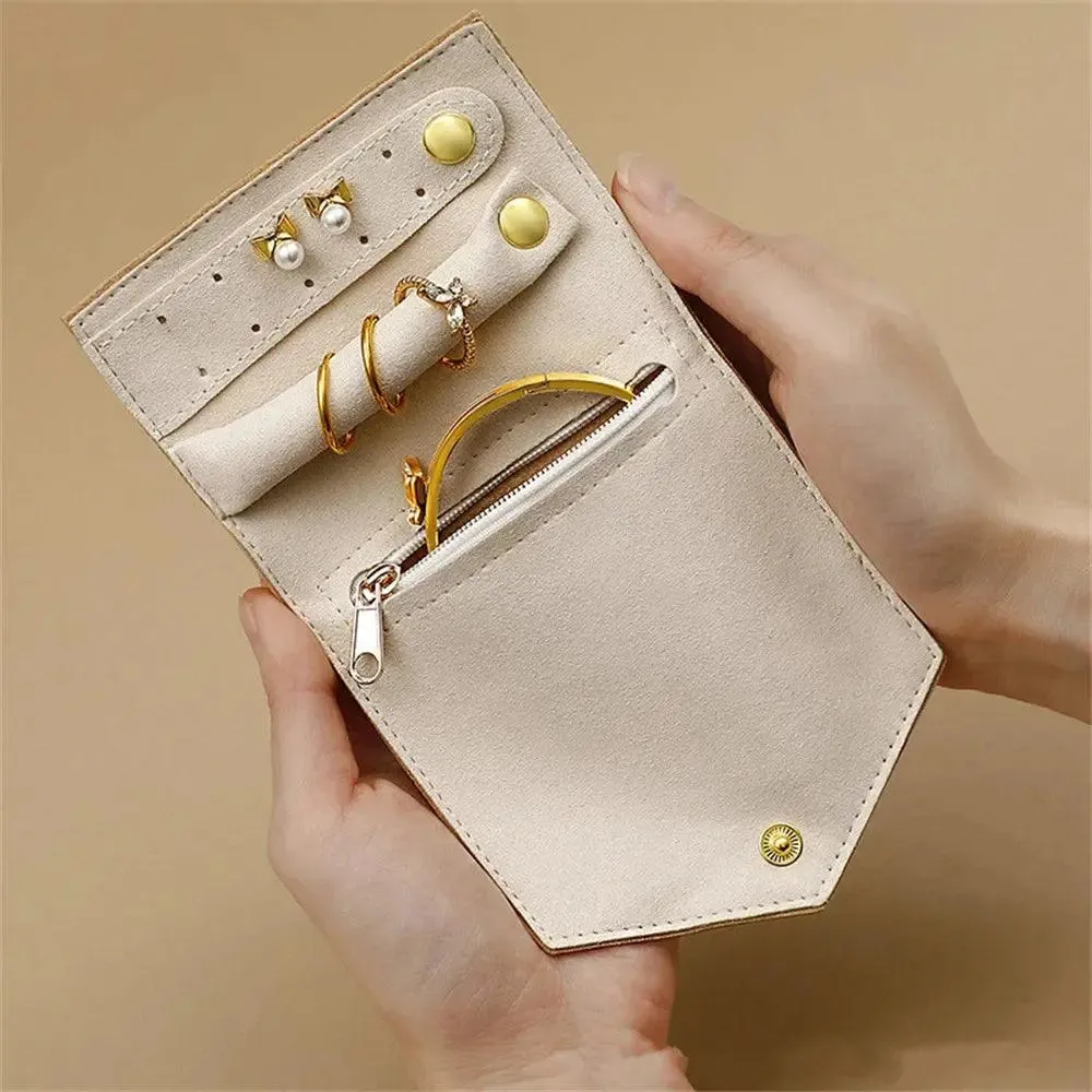 Travel Portable Jewelry Organizer Roll Up Bag Foldable Jewelry Case for Bracelet Ring Necklaces Earring Display Storage Pouch