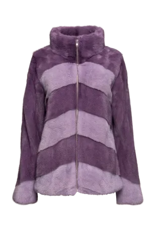 Two Purples Zip Up Mink Fur Jacket