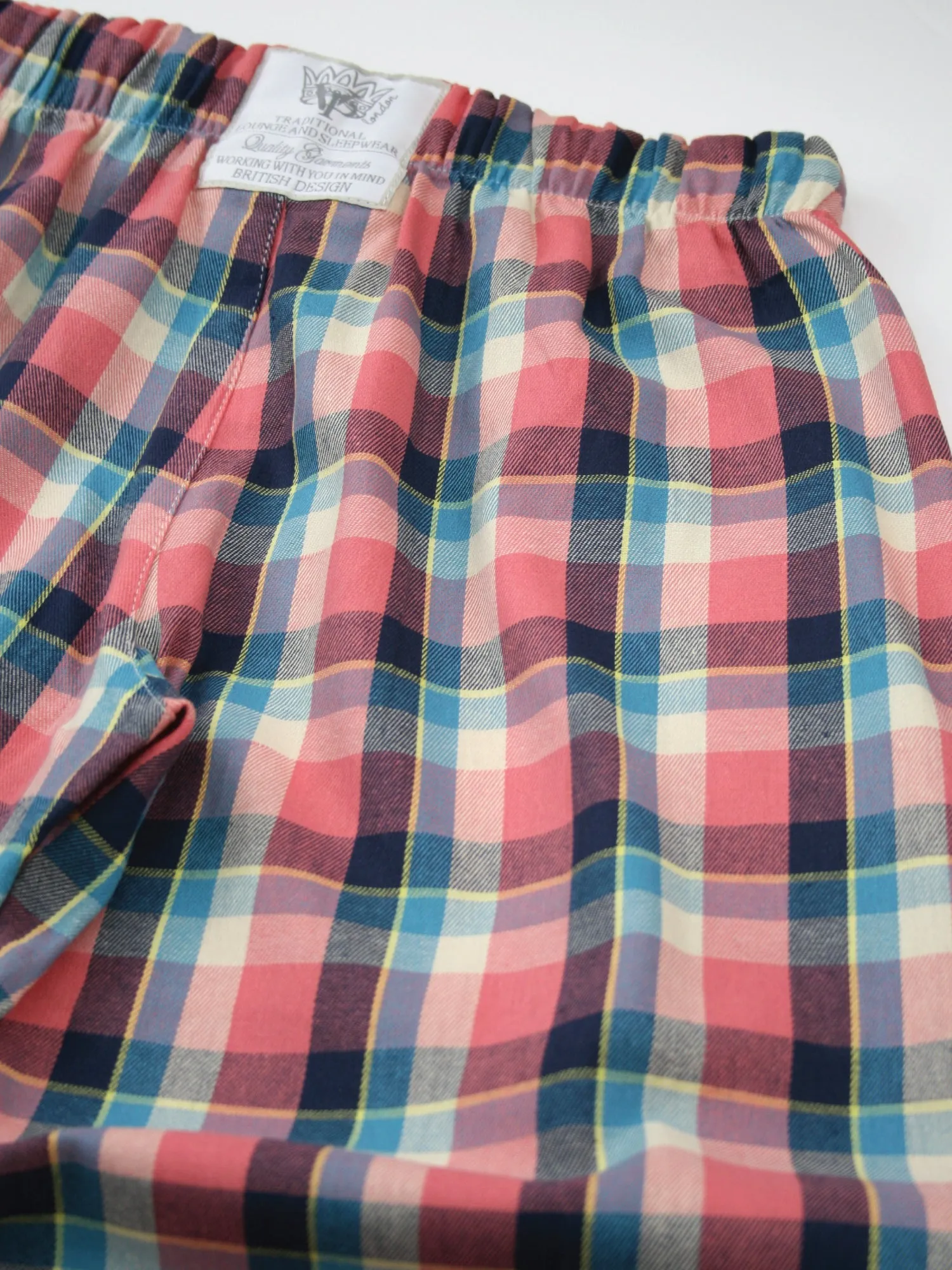Unisex 'Quinn' Coral Brushed Check Pyjama Lounge Pant