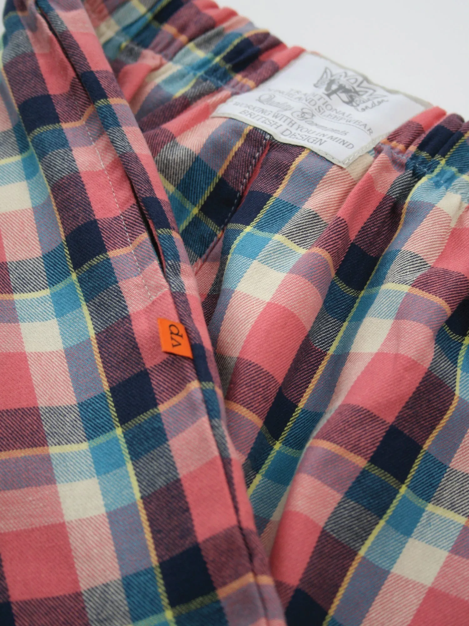 Unisex 'Quinn' Coral Brushed Check Pyjama Lounge Pant