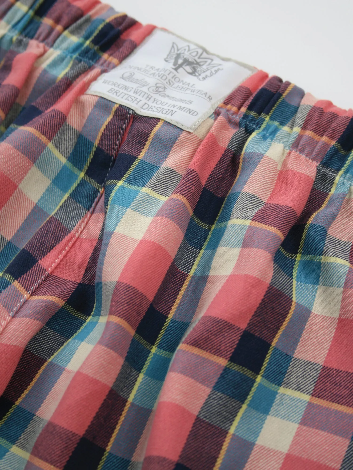 Unisex 'Quinn' Coral Brushed Check Pyjama Lounge Pant
