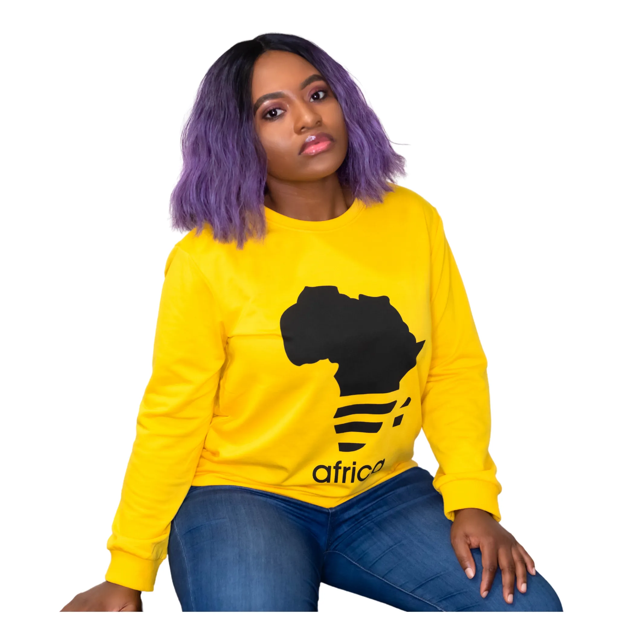 Unisex Yellow Africa Map Sweatshirt