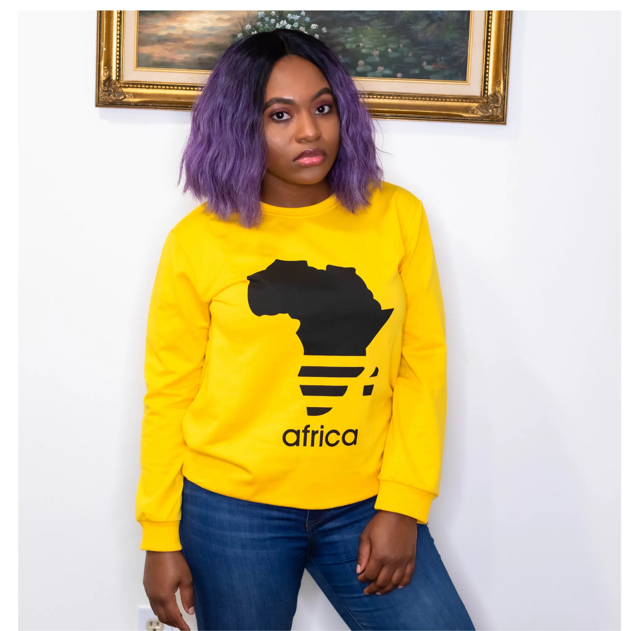 Unisex Yellow Africa Map Sweatshirt