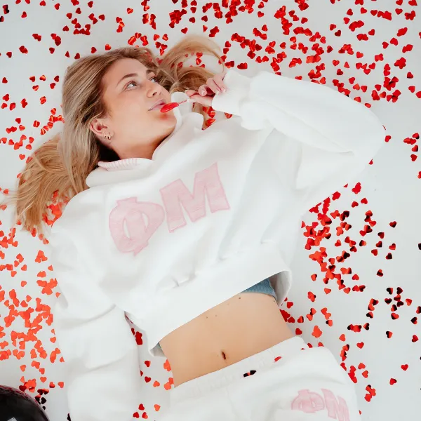Valentine's Drop Cut Lace Crop Hoodie