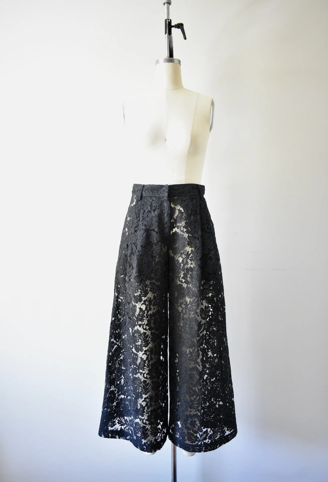 Valentino Wide Leg Black Lace Pants