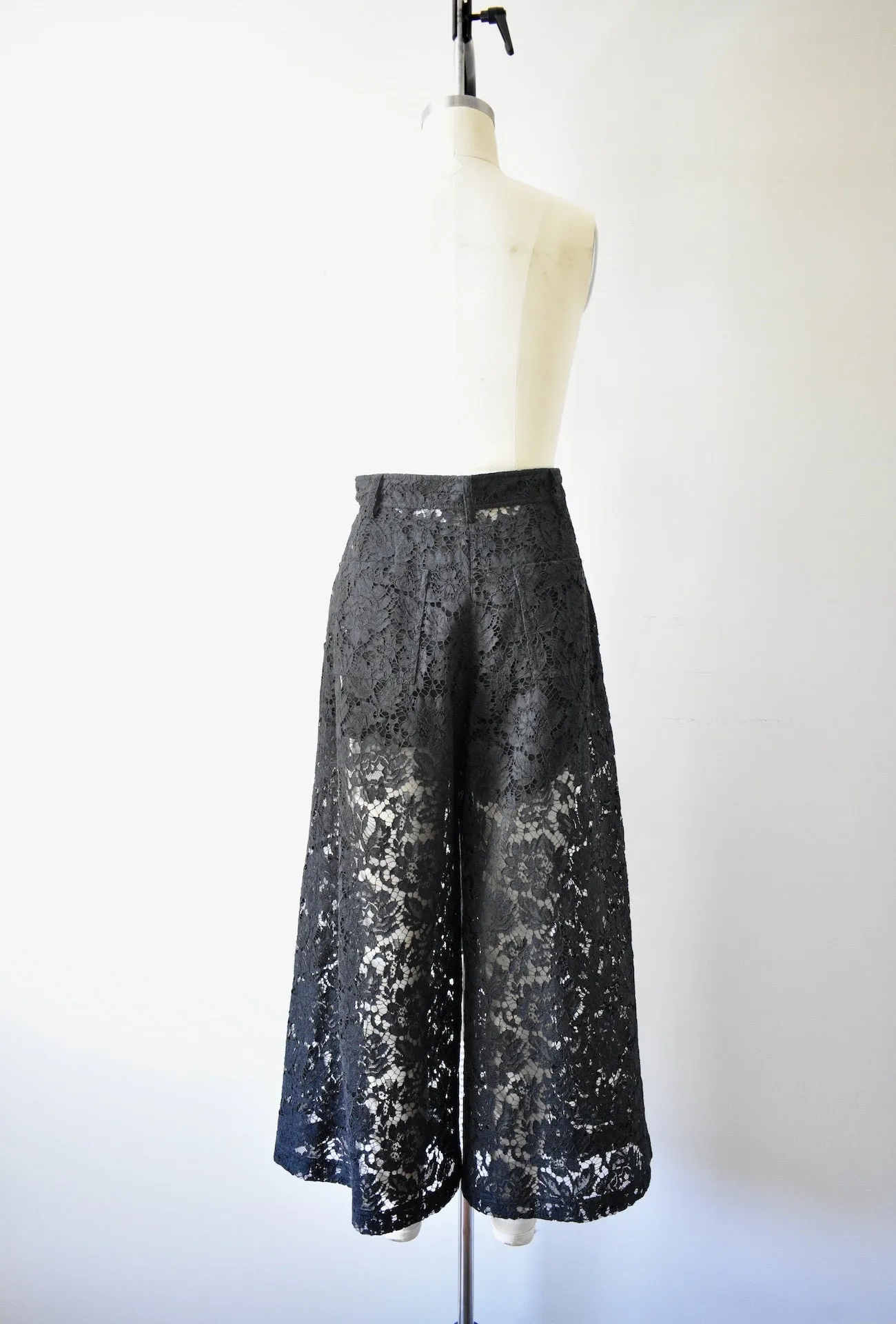 Valentino Wide Leg Black Lace Pants
