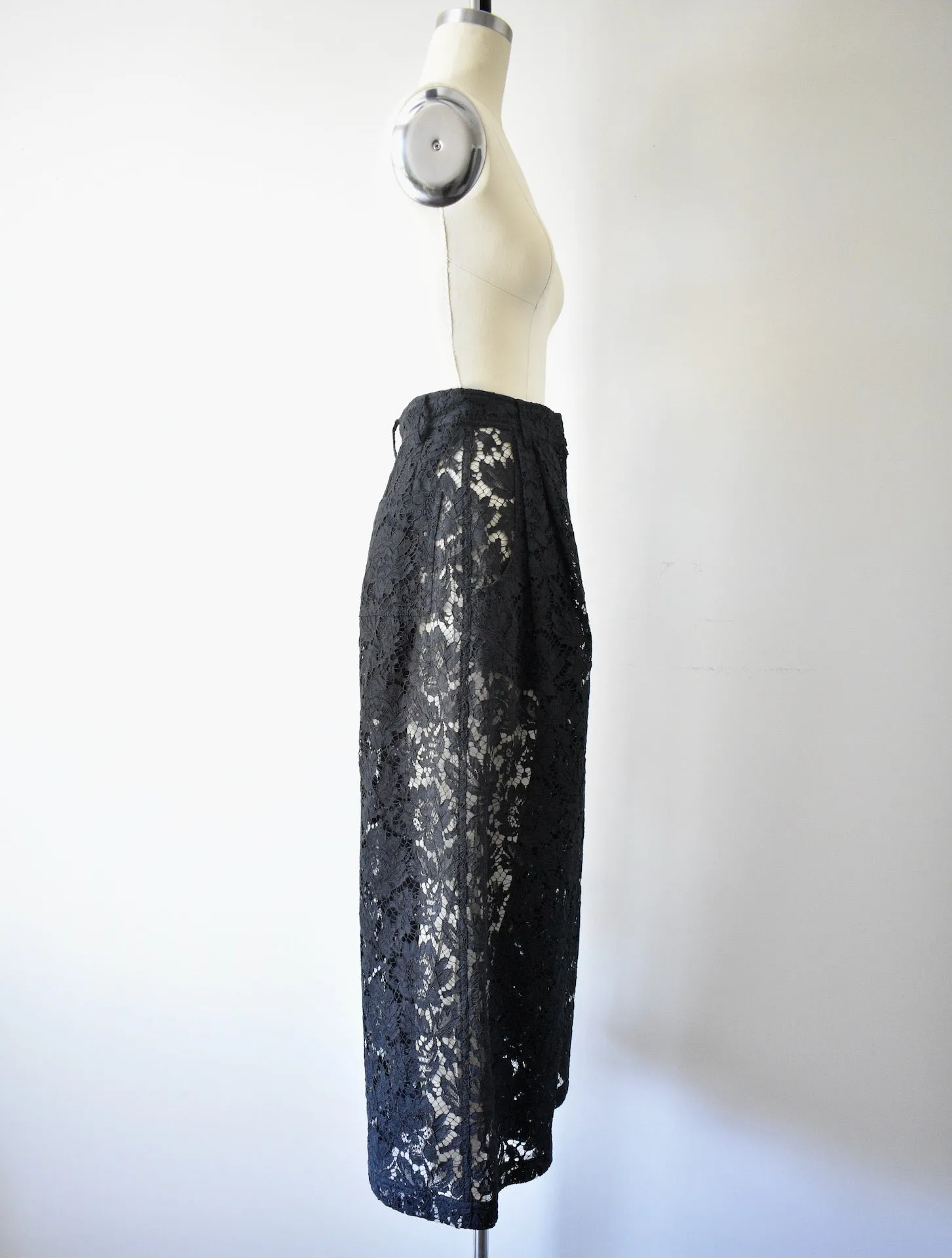 Valentino Wide Leg Black Lace Pants