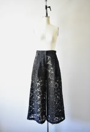 Valentino Wide Leg Black Lace Pants