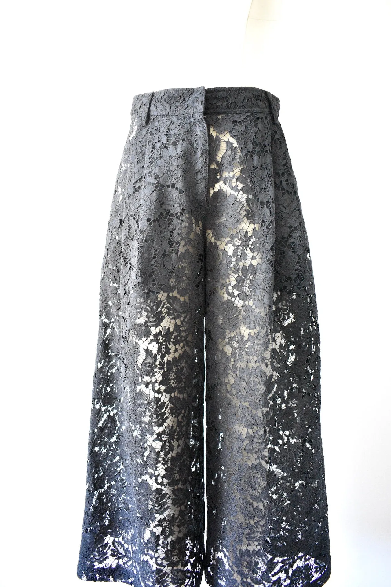 Valentino Wide Leg Black Lace Pants