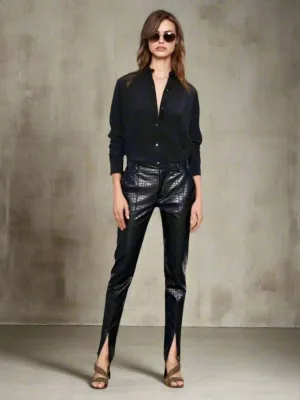Vegan Leather Embossed Pant  - The Bleeker