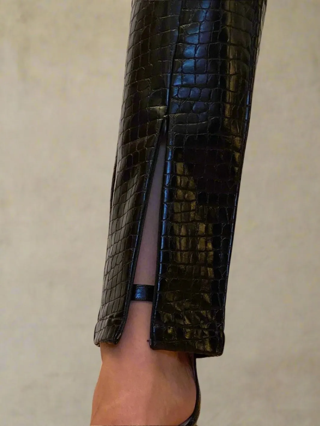 Vegan Leather Embossed Pant  - The Bleeker