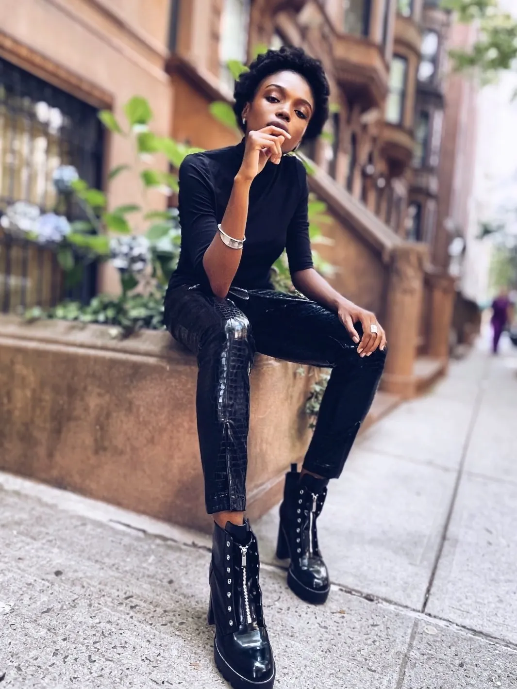 Vegan Leather Embossed Pant  - The Bleeker