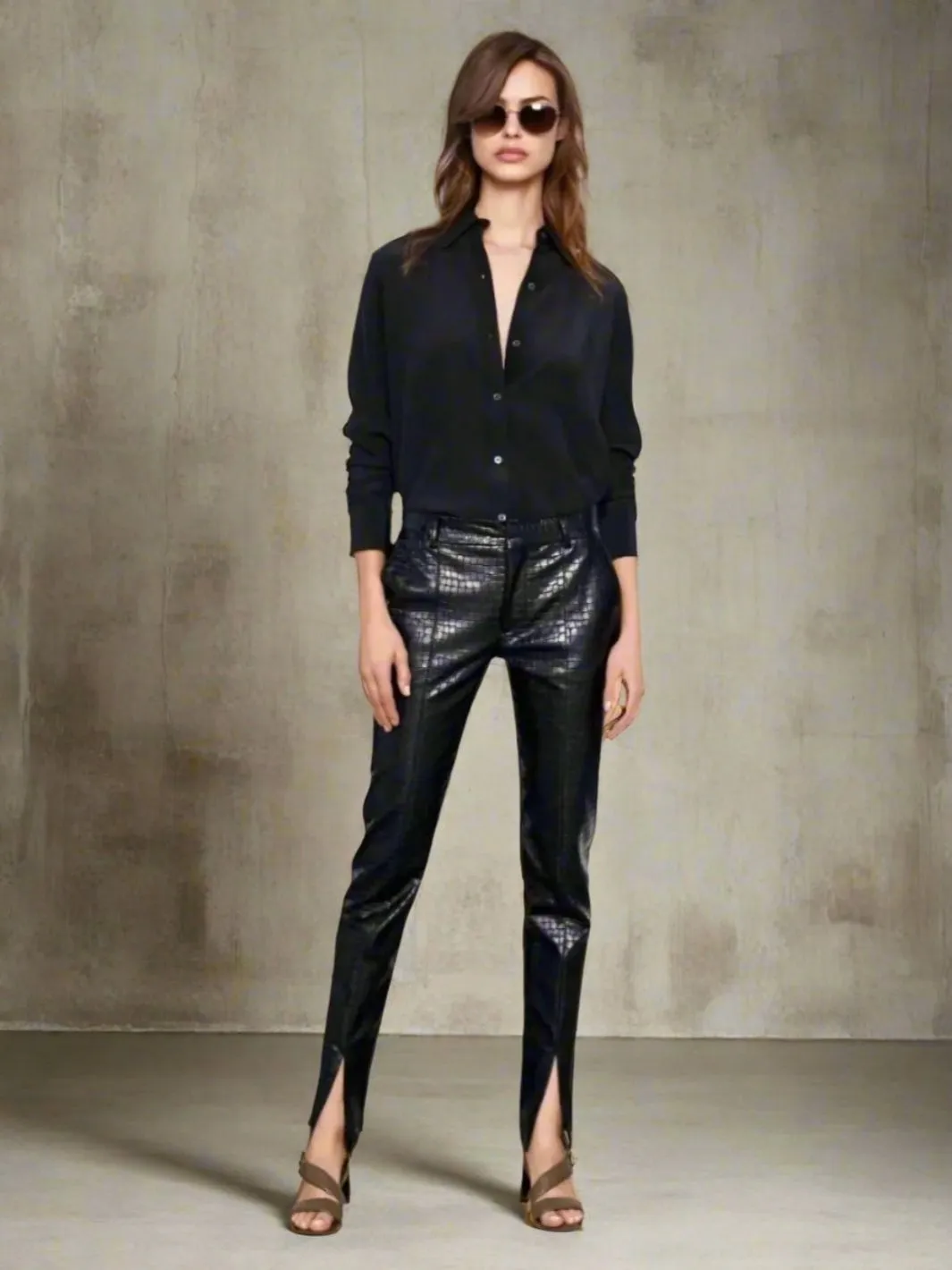 Vegan Leather Embossed Pant  - The Bleeker