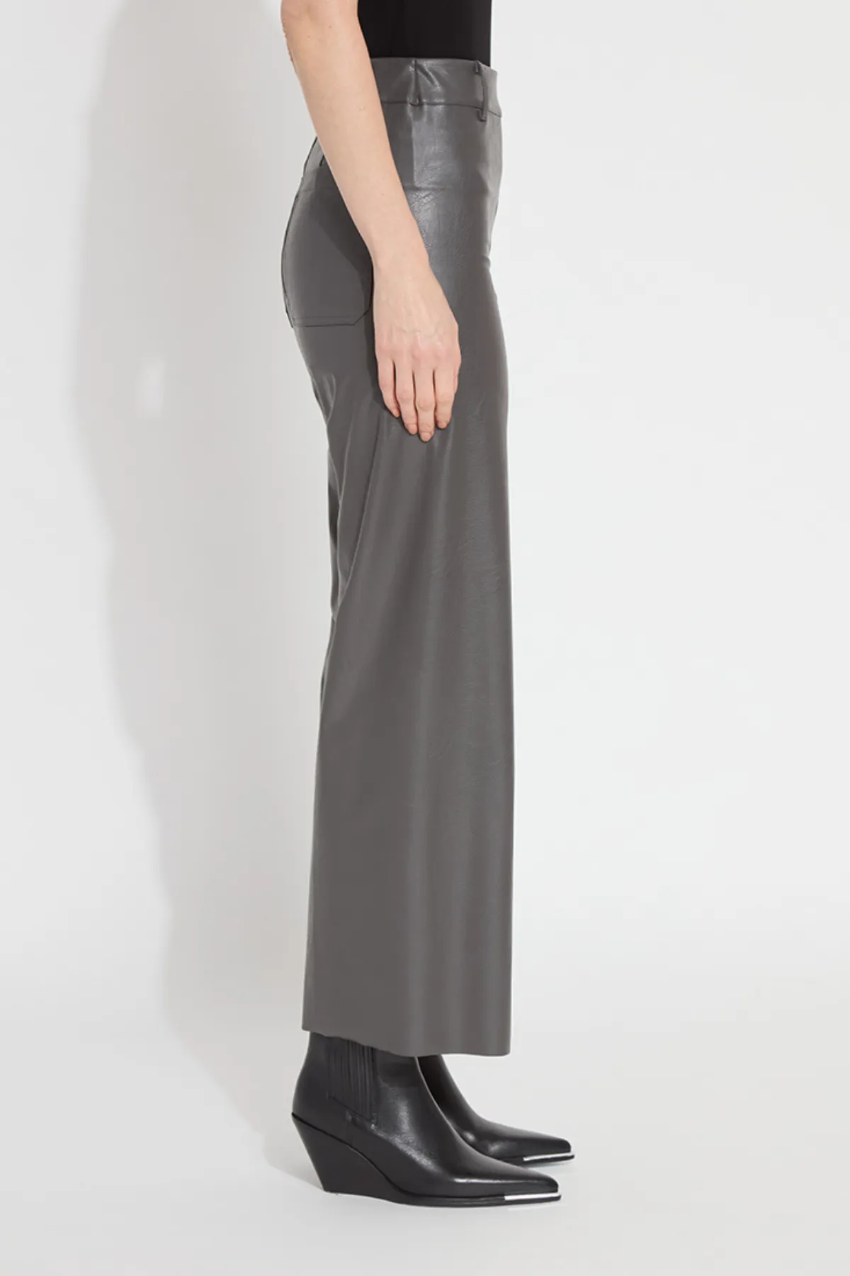 Vegan Leather Wide Leg- Ash