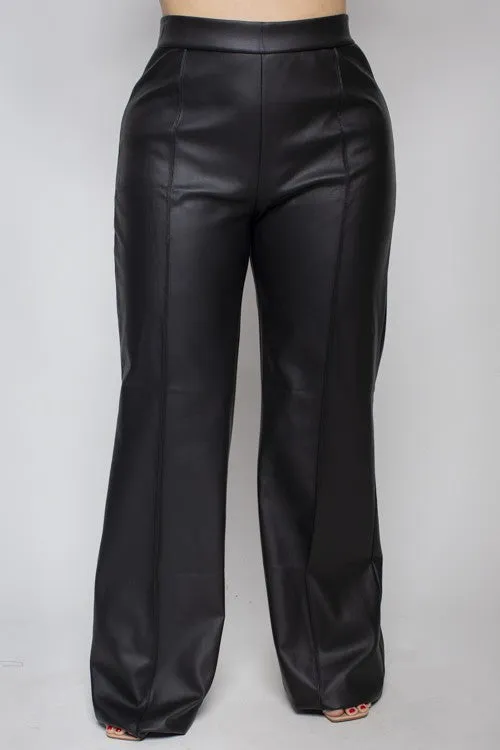 vegan leather wide leg pants-curvy